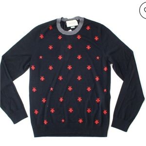 Gucci bee-embroidered wool sweater. Size medium
